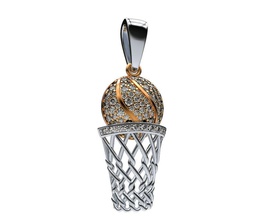pendant basketball fans athletes gold silver gems ball sport lightweight jewelry pendants 3d print model - Mito3D