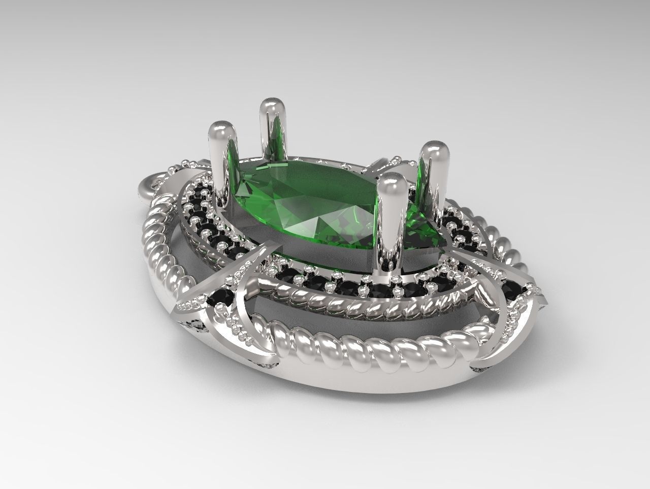 pingente grande marquise stl jóias jóia diamante pedra preciosa gem dimamond brilhantes oval pingentes 3D print model - Mito3D
