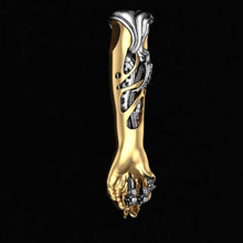 pendente biomeccanico mano gioielleria stampabile argento oro sterlina cnc meccanico ciondoli 3d print model - Mito3D