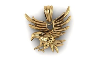 pendente uccello oro stampabile sterlina gioielleria ciondoli 3d print model - Mito3D