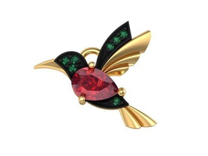 anhänger vogel kolibri kaufen 3d modell wunderschönen brillant cad diamant elegant juwel gold platin schmuck schmuckdruck schmuckwachs wertvoll druckversion gießen 3d print model - Mito3D