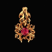pendente falò oro gioielleria moda bellezza gemma stampabile rubino fiamma bruciare ciondoli 3d print model - Mito3D