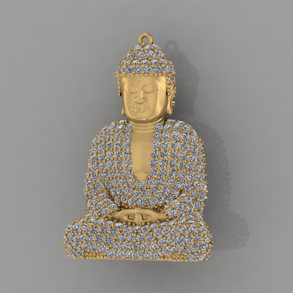 pendentif bouddha 0095 bijoux argent sterling bijou imprimable pendentifs brillant or diamant 3D print model - Mito3D