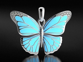pendant butterfly 659 3dprinted design fashion gold golden jewel jewellery jewelry print printabl printable printing prototyping silver pendants 3d print model - Mito3D