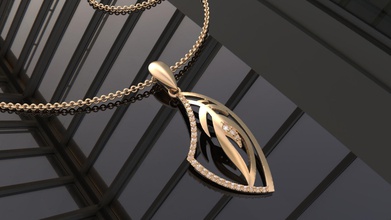pendant c0-3010081 jewelry gold silver grass feather gems gem lines pendants 3d print model - Mito3D