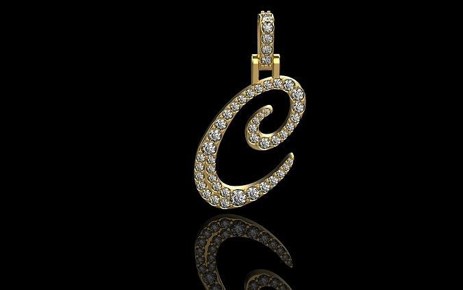 pendant c 3d model time gold luxury gary jewelery silver 999k jewelry pendants 3D print model - Mito3D