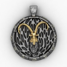 pendant capricorn zodiac sign gold silver cnc printing jewel gem talisman amulet horoscope charm trinket jewelry pendants 3d print model - Mito3D