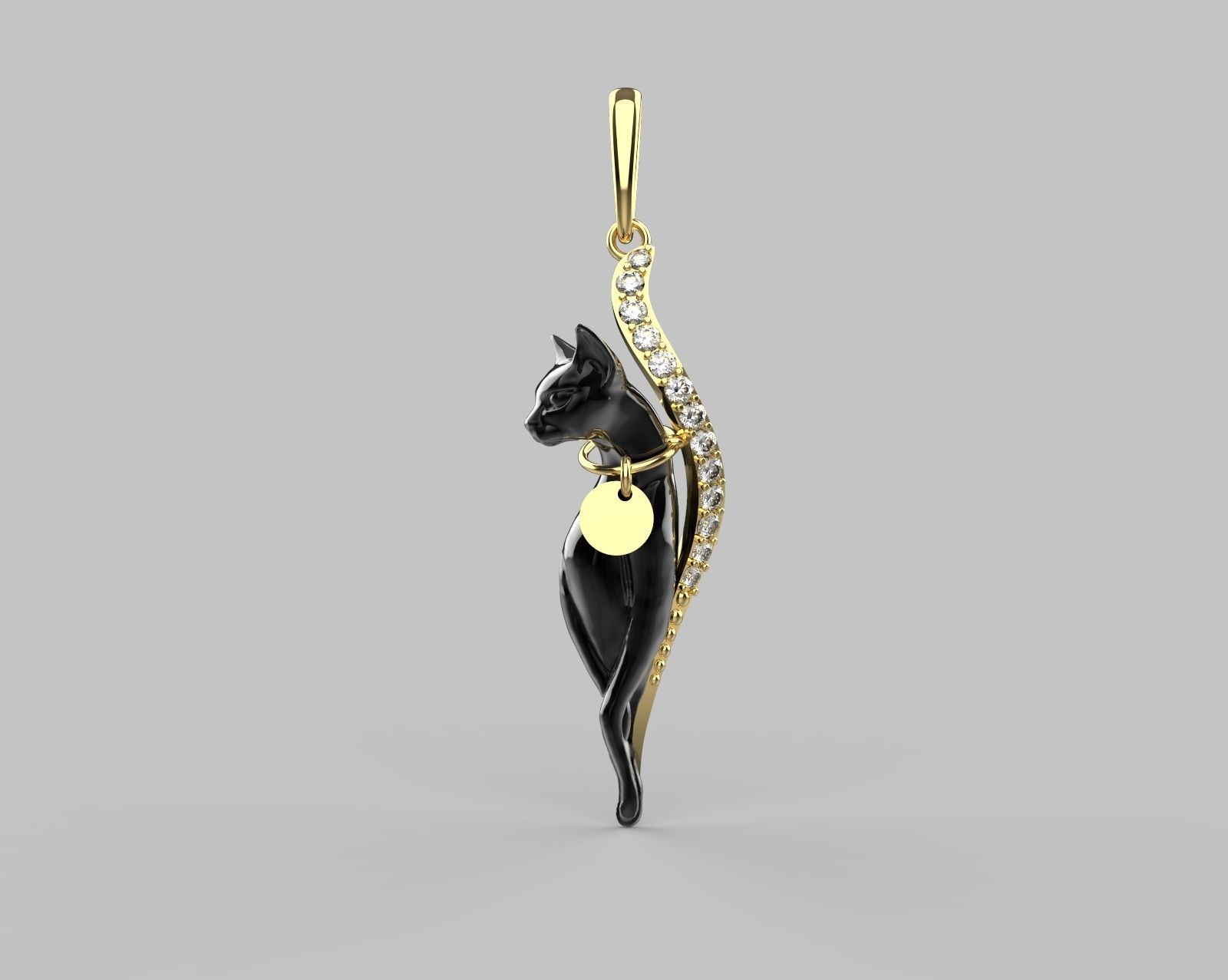 pendentif chat bijoux cat belle de la mode pendentifs 3D print model - Mito3D