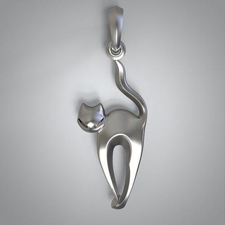 pendant cat pendantcat necklace neclacecat goldcat silvercat art silver modern jewelry pendants 3d print model - Mito3D