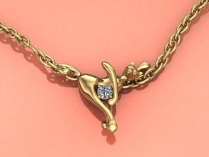 pendentif chat gem bijoux collier d'argent imprimable brillant or mode beauté des colliers pendentifs 3d print model - Mito3D