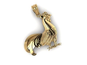 pendant chicken gold printable silver jewelry pendants 3d print model - Mito3D