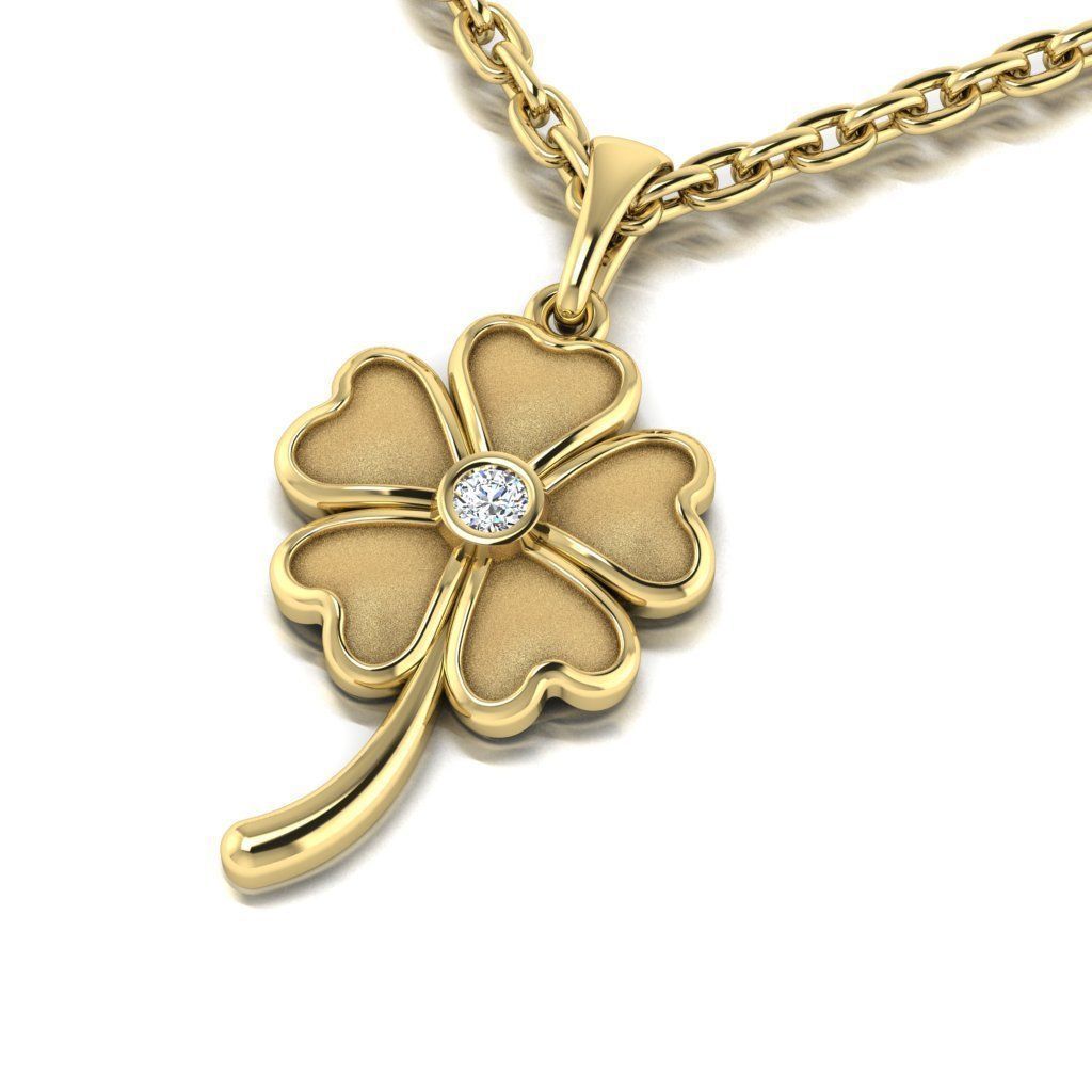 pendant clover 5 leaf jewelry gold silver gem pendants 3D print model - Mito3D