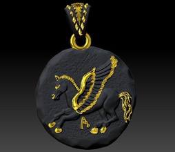 kolye madeni para Pegasus gümüş yazdırılabilir altın takı platin 3d print model - Mito3D