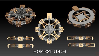 Anhänger Kompass Schmuck gold Silber Edelstein Juwel diamond - 3d print model - Mito3D
