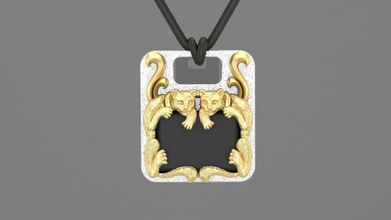 pendant couple cats cat animal lion tiger leon pet dog kitty nature puma kitten tomcat material gold mammal silver jewelry pendants 3d print model - Mito3D
