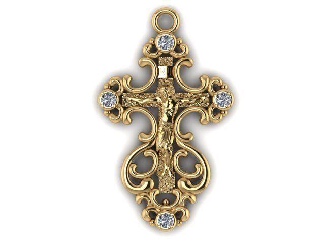 Anhänger Kreuz gold Schmuck design Kunst Silber bedruckbar ist Diamant-ring jesu Juwel modern Innenraum symbol Mode-Schönheit drucken Bekleidung christian - 3D print model - Mito3D
