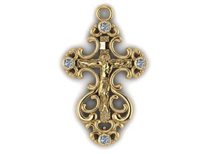 anhänger kreuz gold schmuck design kunst silber druckbar diamant ring jesus juwel modern innere symbol mode schönheit drucken kleidung christian 3d print model - Mito3D