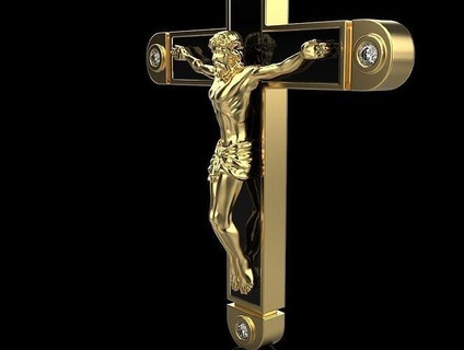 kolye çapraz takı değerli mücevher jesu isa din İsa elmas parlak altın sross gümüş dindar nesne parlıyor yazdırılabilir 3d print model - Mito3D