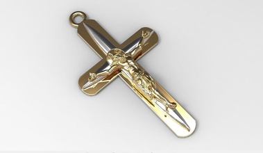 pendentif croix bijoux de la jésus religion religieux christ le christianisme chrétienne pendentifs or religiou objet en priant d'argent cathédrale 3d print model - Mito3D