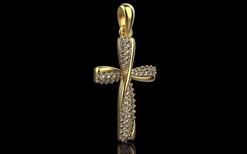 kolye çapraz 1102 altın gümüş elmas platin mücevher parlak takı yüzük sterlin nişan moda 3d print model - Mito3D