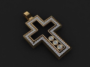Anhänger Kreuz 86 Gold Mode Ring Schönheit Diamant Hochzeit Juwel Schmuck 3d print model - Mito3D
