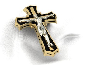 pendant cross 8971 gold art jesus christ religious christian religion christianity orthodox jewelry pendants fashion beauty printable retro 3d print model - Mito3D