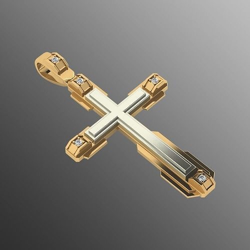 kolye çapraz akr1 takı mücevher isa din İsa elmas parlak altın sross gümüş dindar nesne parlıyor 3D print model - Mito3D