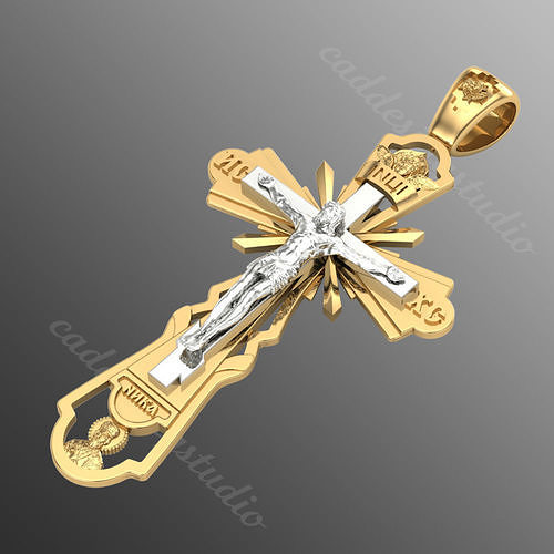 pendant cross od60 jewelry jewel jesu jesus religion christ diamond brilliant gold sross pendants silver religiou object shining 3D print model - Mito3D