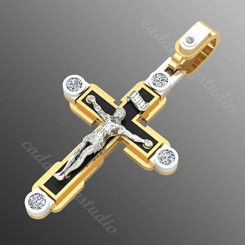 pendant cross od66 jewelry jewel jesu jesus religion christ diamond brilliant gold sross pendants silver religiou object shining 3D print model - Mito3D