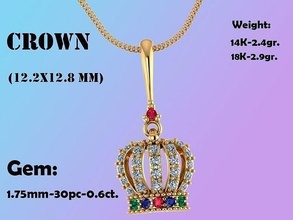 pendant crown 06ct gold golden woman gem diamond prototyping 3dprinted design printable printing jewel jewellry earring fashion love girl silver jewelry pendants 3d print model - Mito3D