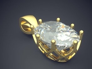 pendant diamond cad-689 gold jewel jewellery jewelry ring rings wedding engagement brilliant cad gem platinum printable silver design pendants 3d print model - Mito3D