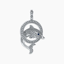 pendant dolphin v1 printable jewelry gold silver diamond design elegant gem women sea bottlenose ocean whale nautical jewel jewellery cnc platinum pendants 3d print model - Mito3D