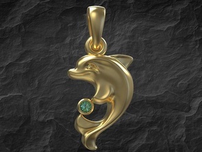anhänger delfin halskette dolpnin kunst schmuck gold diamant delphin leber atelierleber luxus silber druckbar juwel brillant 3d print model - Mito3D