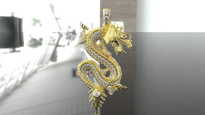 pendant dragon jewelry rings gold diamond pendants 3d print model - Mito3D