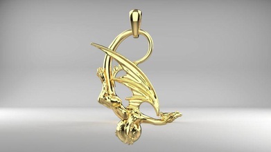 anhänger drachen gold schmuck platin silber druckbar juwel kunst 3d print model - Mito3D