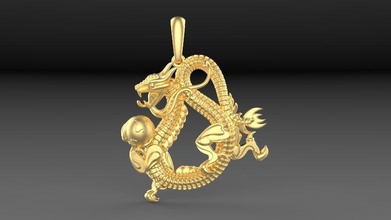 pendentif dragon or bijoux platine argent imprimable bijou pendentifs art modèle symbole 3d print model - Mito3D