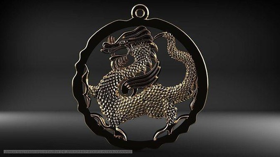 pendant dragon snake creature reptile art body mythology traditional miniatures figurines signs logos bas relief jewelry pendants statue 3d print model - Mito3D