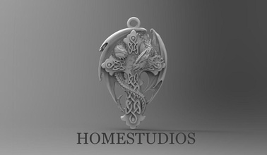 pendant dragon cross jewelry fantasy creature celtic fictional gold silver printable jewel necklace pendants 3d print model - Mito3D