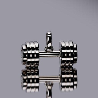 pendant dumbbell gym jewelry gold pendants silver fitness exercise training triceps weight barbells barbell dumbell fit lifting jewel printable bodybuilding 3d print model - Mito3D