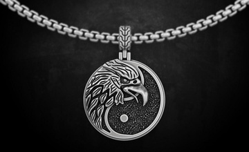 colgante pendiente an águila yin yang 153 3dprinted diseño moda oro dorado joyería joya impresión imprimible prototipos plata colgantes 3d print model - Mito3D