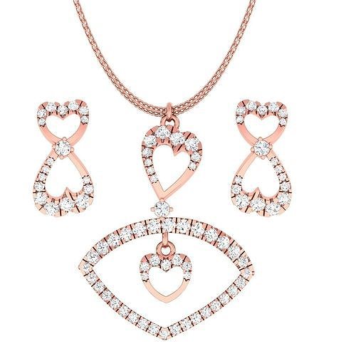 pingente brincos combo Casamento jóias imprimível diamante joalheria conjunto pingentes pregos hoopsandhuggies colar 3D print model - Mito3D