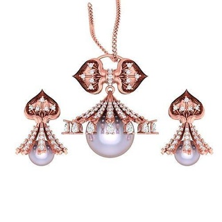 pendant earrings combo wedding jewellery printable diamond jewelry set pendants studs hoopsandhuggies necklace pearl 3d print model - Mito3D