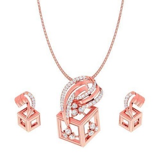 pendant earrings combo wedding jewellery printable diamond jewelry set pendants studs hoopsandhuggies necklace cube 3d print model - Mito3D