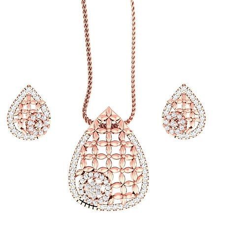 pendentif boucles d'oreilles combo mariage bijoux imprimable diamant ensemble pendentifs clous cerceaux huggies Collier 3D print model - Mito3D