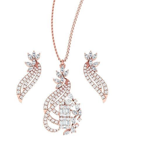 pendentif boucles d'oreilles combo mariage bijoux imprimable diamant ensemble pendentifs clous cerceaux huggies Collier 3D print model - Mito3D