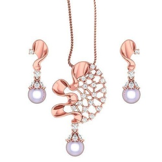 pendant earrings combo wedding jewellery printable diamond jewelry set pearl pendants studs hoopsandhuggies necklace 3d print model - Mito3D