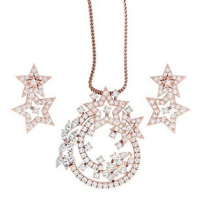 pendant earrings combo wedding jewellery printable diamond jewelry set star pendants studs hoopsandhuggies necklace 3d print model - Mito3D