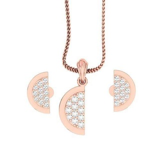 pendant earrings combo wedding jewellery printable diamond jewelry set half circle pendants studs hoopsandhuggies necklace 3d print model - Mito3D