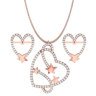 pendant earrings combo wedding jewellery printable diamond jewelry set heart pendants studs hoopsandhuggies necklace 3d print model - Mito3D