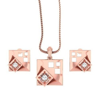 pendant earrings combo wedding jewellery printable diamond jewelry set square pendants studs hoopsandhuggies necklace 3d print model - Mito3D
